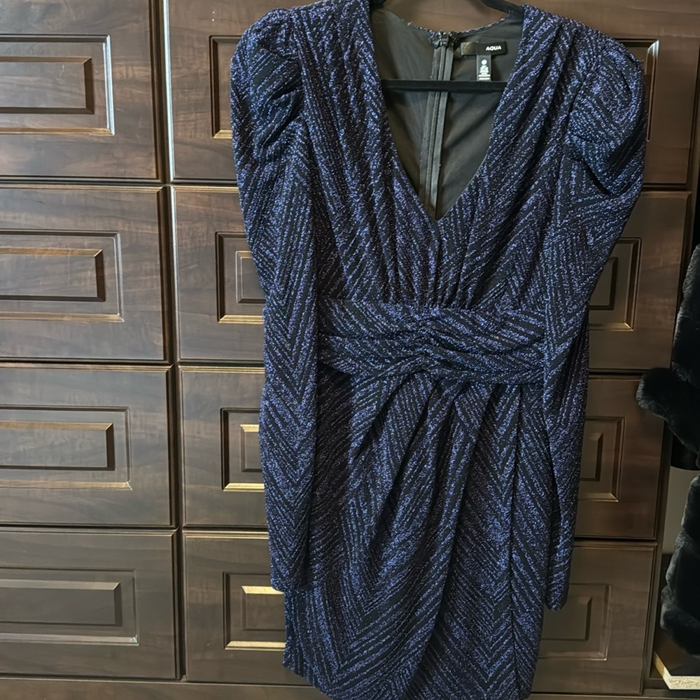 Aqua black and navy shimmery dress